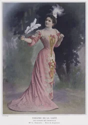 Leo Demoulin als Serpolette in Les Cloches de Corneville (koloriertes Foto)